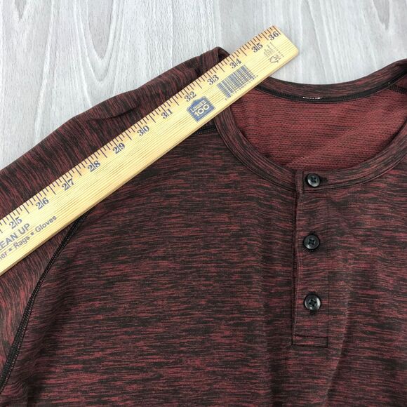 Lululemon Men's XXL Henley Metal Vent Tech Burgundy Long Sleeve Top Preppy Gym - Picture 5 of 8